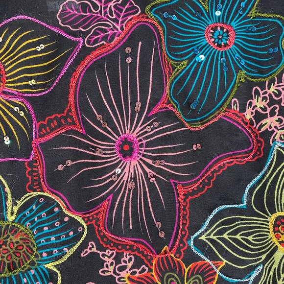 Vintage Coldwater Creek Button Up Shirt Top Women's XL Multicolor Floral VTG - Picture 8 of 12